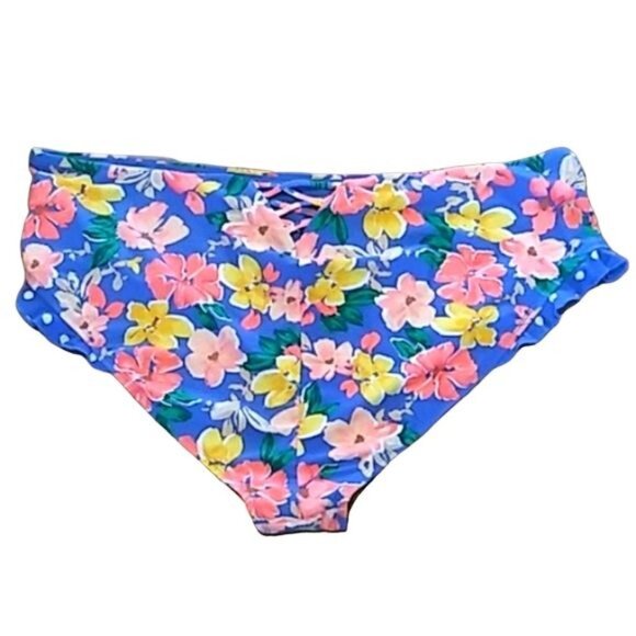 Time & Tru Womens Floral Bikini Bottom With Ruffle Detail Size Large (12-14) - Picture 6 of 9